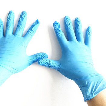 горещи промишлени немедицински нитрилни ръкавици за еднократна употреба, сини тежки работни прегледи с пълно покритие
