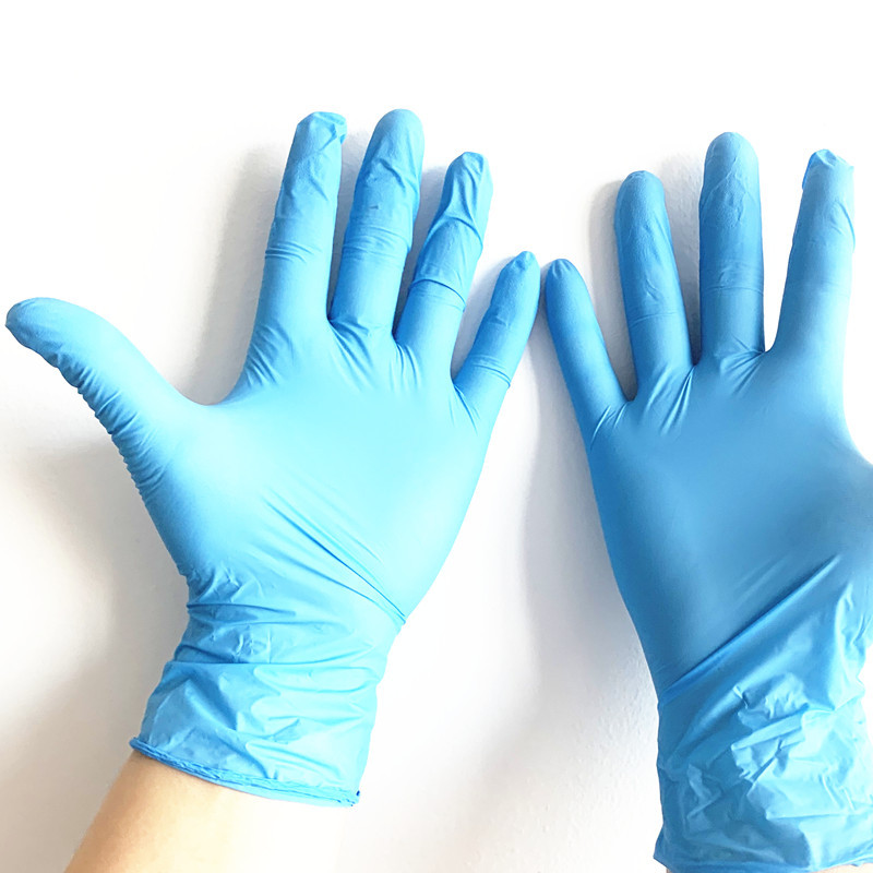 Hot výpredaj plne potiahnutých jednorazových modrých nitrilových rukavíc na ťažké pracovné vyšetrenia, priemyselných nelekárskych