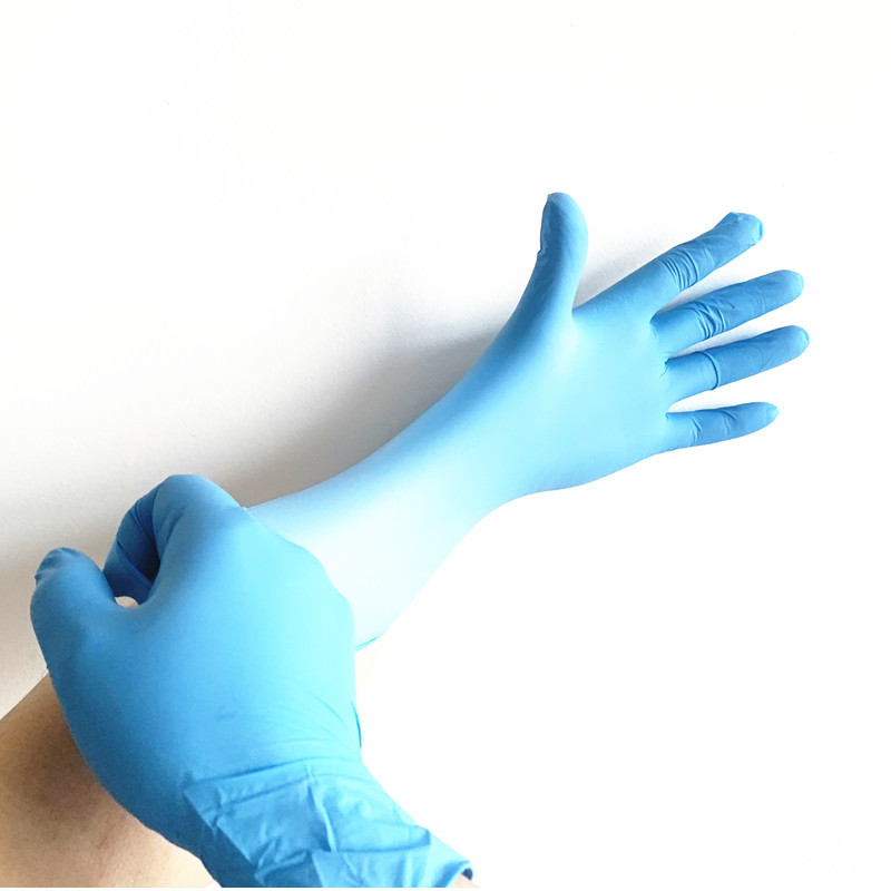 Hot výpredaj plne potiahnutých jednorazových modrých nitrilových rukavíc na ťažké pracovné vyšetrenia, priemyselných nelekárskych