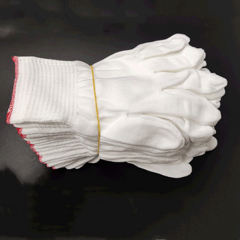 12 чифта тънки бели ръкавици Високоеластични меки памучни ръкавици за работа в градината, строителство, дървообработване Консумативи за безопасност на работното място