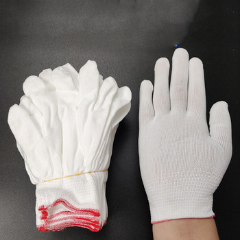 12 чифта тънки бели ръкавици Високоеластични меки памучни ръкавици за работа в градината, строителство, дървообработване Консумативи за безопасност на работното място
