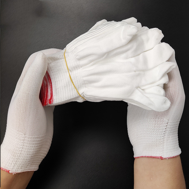 12 paari õhukesi valgeid kindaid kõrge elastsusega pehmest puuvillast kindad aiatöödeks ehituseks puidutöötlemiseks Töökoha ohutustarbed