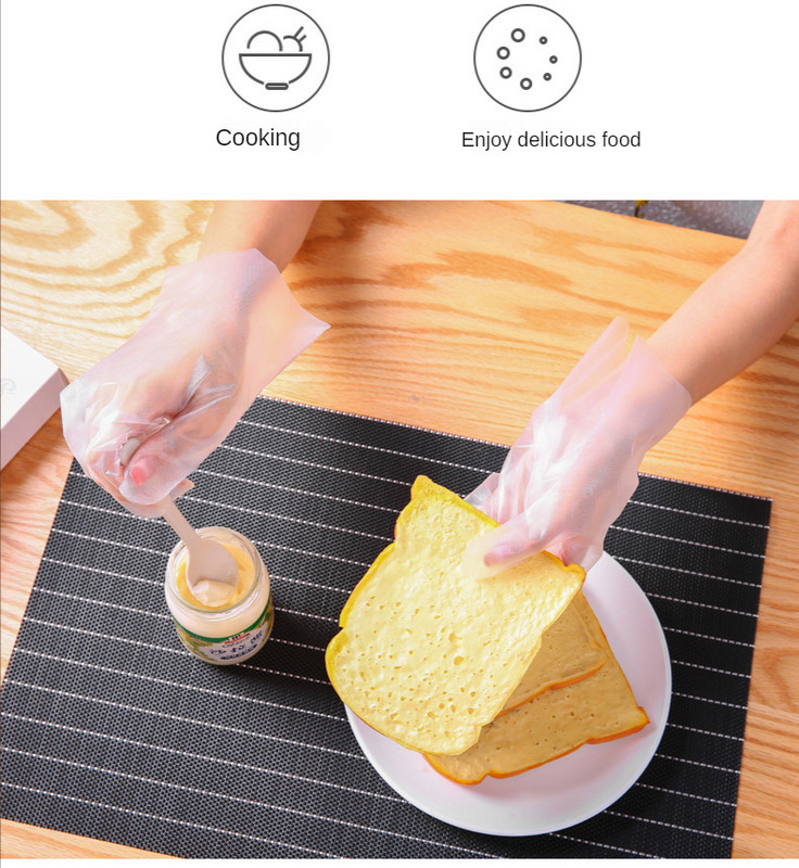 VITCOCO paksendatud läbipaistvast plastikust CPE kile kindad toitlustamiseks eemaldatav kast ühekordsed kindad