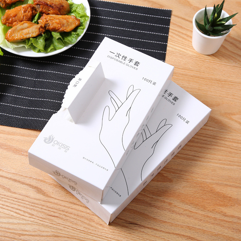 VITCOCO paksendatud läbipaistvast plastikust CPE kile kindad toitlustamiseks eemaldatav kast ühekordsed kindad