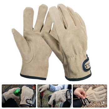 Γάντια μπάρμπεκιου εξωτερικού χώρου δύο στρώσεων Δερμάτινα πυρίμαχα γάντια κουζίνας φούρνου μαγειρέματος σκληρά φορεμένα Αντιολισθητικά γάντια εργασίας