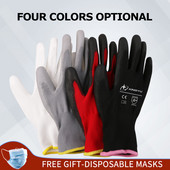 6 perechi Mănuși de lucru Cut Rezitant CE EN388 PU Polister Mănuși de siguranță pentru reparații mecanice Rezistente la ulei, antistatice, pentru utilizare IT Mănuși de lucru