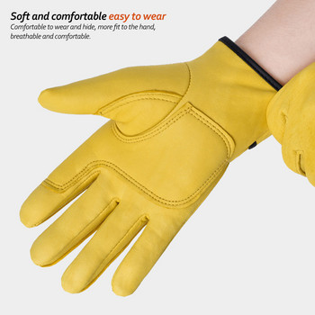 1 чифт устойчиви на износване работни ръкавици от телешка кожа Кожени работници Работни заваръчни предпазни средства за ловна градина Спортни шофьорски ръкавици