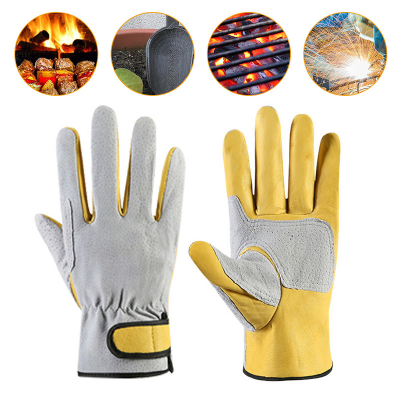 1 par radnih rukavica od kravlje kože otporne na habanje, kožne radne rukavice za zavarivanje, sigurnosna zaštita za lov, vrt, sportske vozačke rukavice