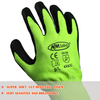 Προστατευτικά γάντια εργασίας NMSafety Cut ανθεκτική επένδυση που εμβαπτίζει αμμώδη νιτρίλιο παλάμης