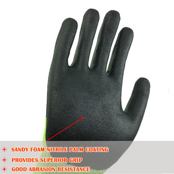 Προστατευτικά γάντια εργασίας NMSafety Cut ανθεκτική επένδυση που εμβαπτίζει αμμώδη νιτρίλιο παλάμης