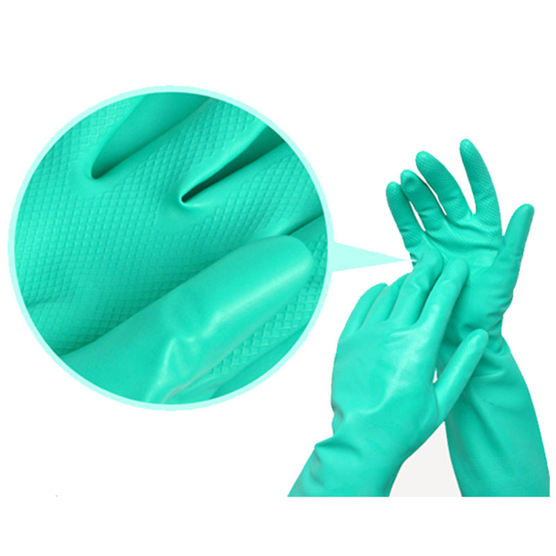 NMSAFETY Αδιάβροχο Μακρύ Πράσινο Νιτρίλιο Industrial Chemical Work Protective Glove Diamond Grip On Palm Gloves For Work