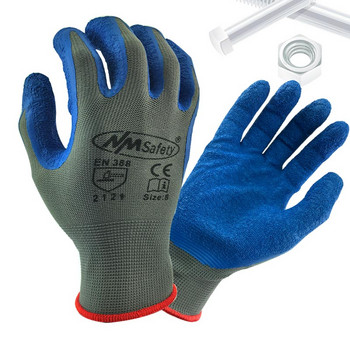 NMSafety 13 Gauge Knit Safety Work Glove Safety Working Latest Latex με επίστρωση για κατασκευαστικά γάντια