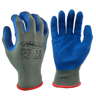 NMSafety 13 Gauge Knit drošības darba cimdi ar teksturētu gumijas lateksa pārklājumu celtniecības cimdiem
