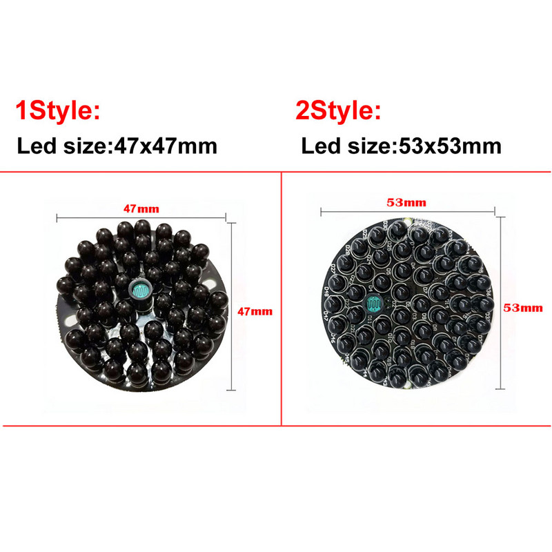 Nematomas 940 NM infraraudonųjų spindulių apšvietimas be raudonos šviesos naktį 48 LED IR lemputės PCB plokštė su maitinimo kabeliu 940 NM CCTV kamerai