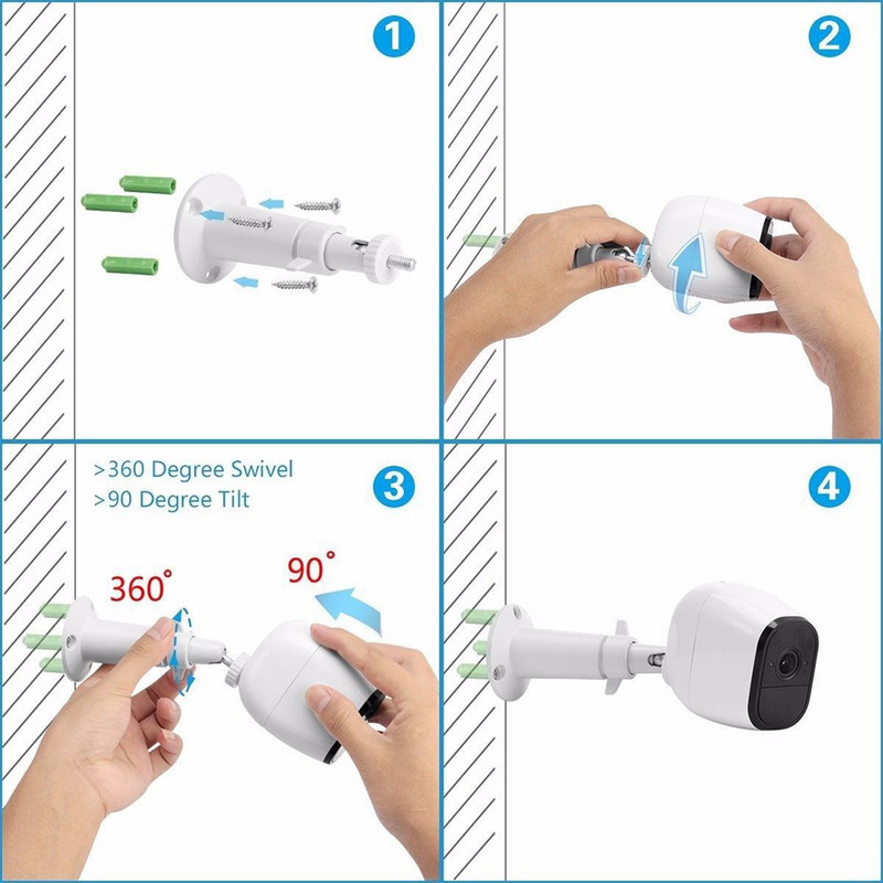 3kom metalni sigurnosni zid za unutarnje i vanjske prostore, podesivi zidni/stropni sigurnosni nosač za kameru Arlo ili Arlo Pro