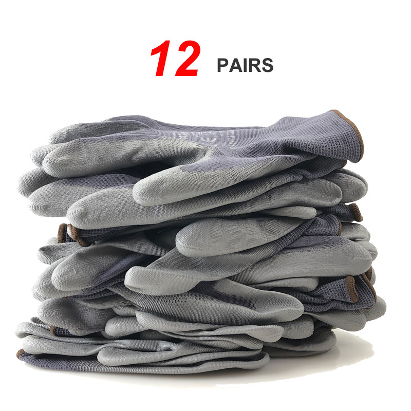 24 komada/12 pari Visokokvalitetne pletene najlonske PU gumene zaštitne radne rukavice za graditelje Neklizajuće rukavice za rad u ribičkom vrtu