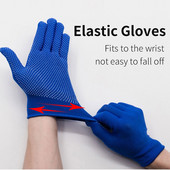100% висококачествени 12 чифта сини дишащи найлонови работни ръкавици Защитни ръкавици от PVC точки с потопена длан, защитни работни ръкавици за мъже или жени