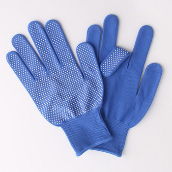 100% висококачествени 12 чифта сини дишащи найлонови работни ръкавици Защитни ръкавици от PVC точки с потопена длан, защитни работни ръкавици за мъже или жени
