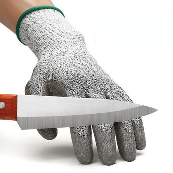 1 ζεύγος οικιακά αντικοπτικά γάντια τροφίμων με αντιολισθητικά γάντια ασφαλείας από σιλικόνη PE&νάιλον για ξυλογλυπτική κηπουρική κουζίνας
