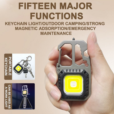 Μίνι φακός LED Φωτιστικό εργασίας Επαναφορτιζόμενο Φως Μπρελόκ Εξωτερικό Φως Κάμπινγκ Φορητό κλειδί τσέπης Κατσαβίδι Hamme ασφαλείας