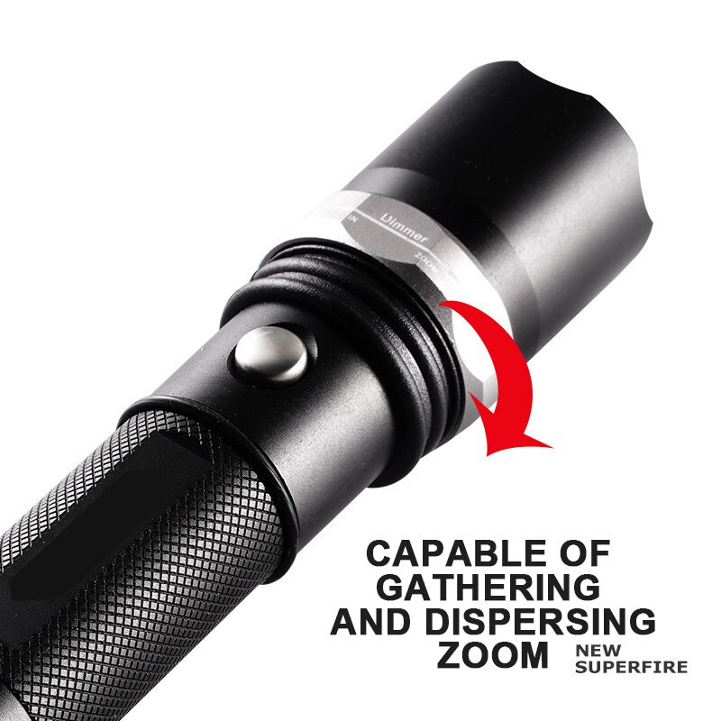 Lukturis Led spēcīgas gaismas uzlādējams āra alumīnija sakausējuma rotējošs fokuss, īpaši spilgts liela attāluma mini portatīva zibspuldze