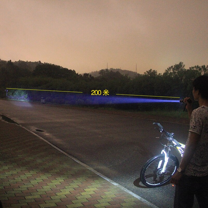 Lukturis Led spēcīgas gaismas uzlādējams āra alumīnija sakausējuma rotējošs fokuss, īpaši spilgts liela attāluma mini portatīva zibspuldze