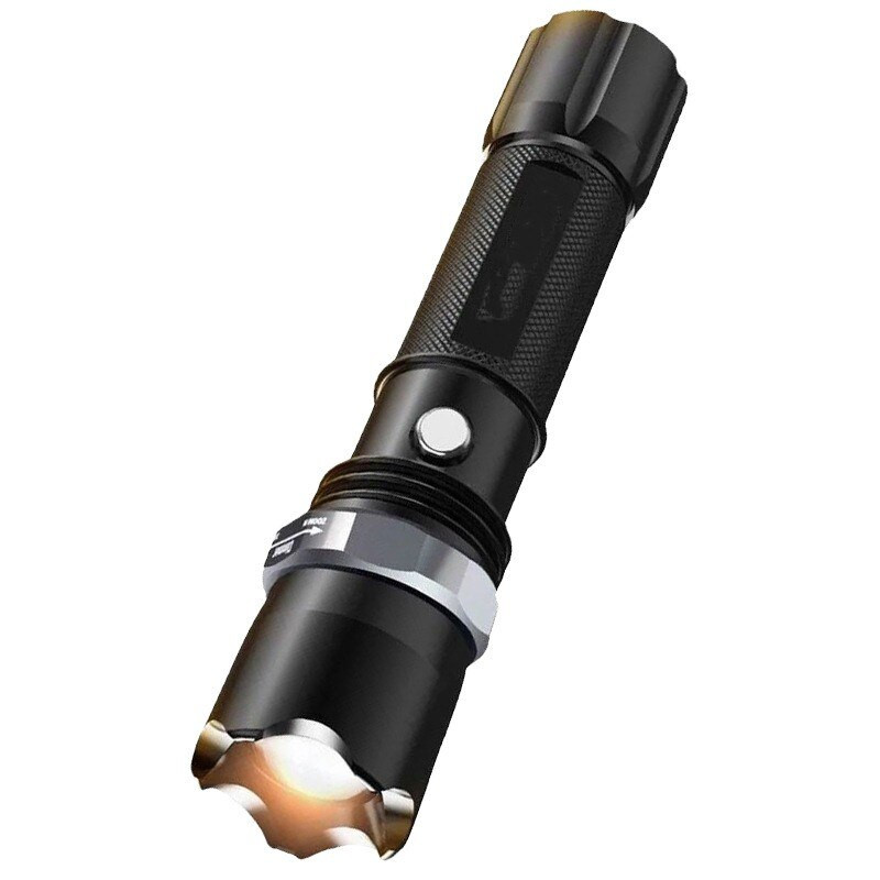 Lukturis Led spēcīgas gaismas uzlādējams āra alumīnija sakausējuma rotējošs fokuss, īpaši spilgts liela attāluma mini portatīva zibspuldze