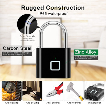 Tuya Биометрична електронна брава Smart Home Брави с пръстови отпечатъци Катинар с USB зареждане Водоустойчива защитна защита cadeado