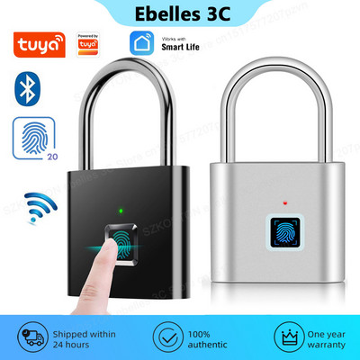 Tuya Biometric Electronic Lock Smart Home Fingerprint Locks Padlock with USB Charging Waterproof Security Protection cadeado