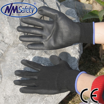 NMSafety 24 τεμάχια/12 ζεύγη Μαύρο καουτσούκ από PU Προστατευτικά γάντια εργασίας με εμβαπτισμένη παλάμη ασφαλείας Υψηλής ποιότητας Εγκεκριμένα CE.