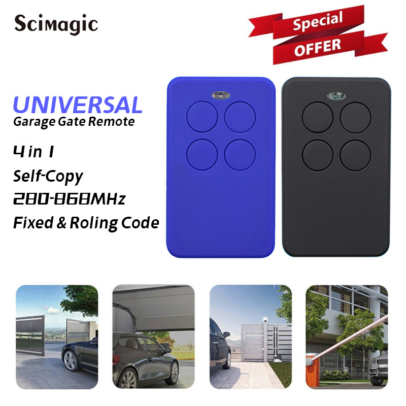 4 vienā Garāžas vārtu tālvadības pults daudzfrekvenču 280–868 MHz atslēgu piekariņa barjera 433 mhz komanda fiksēta ritošā koda kontrolieris 433
