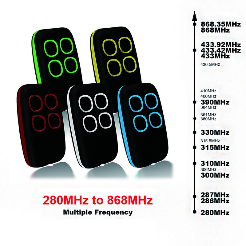 Garāžas tālvadības pults pavairotājs 286-868MHz daudzfrekvenču kodu satvērējs 433MHz 868MHz Clone Gate Key Fob atvērējs rokas raidītājs