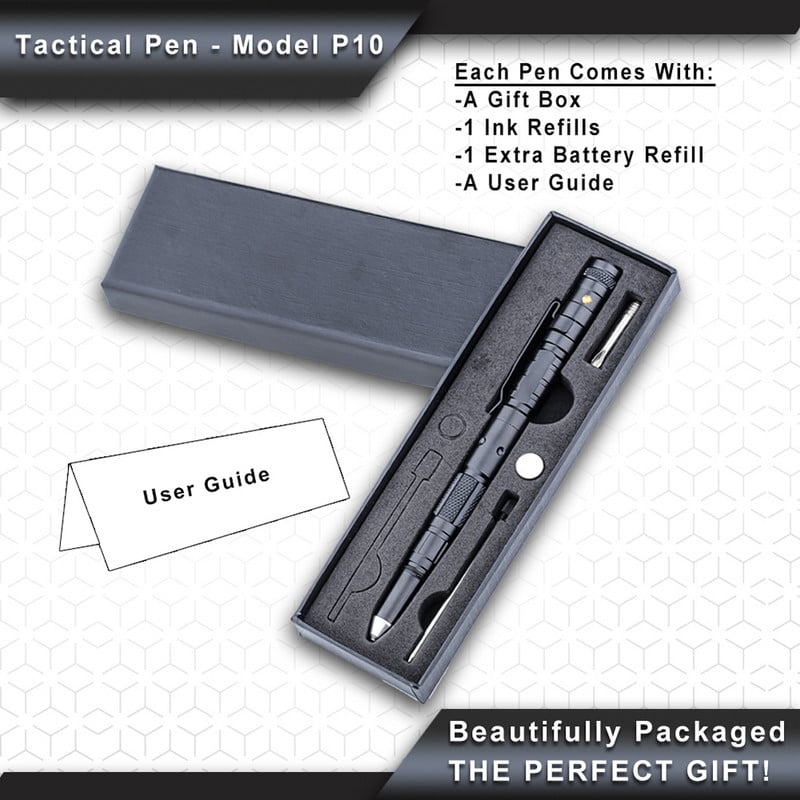 Multifunktsionaalne sõjalise kaitse taktikaline pliiats hädaolukorra taskulamp strobo pudeliavaja klaasimurdja veekindel hoiukarp