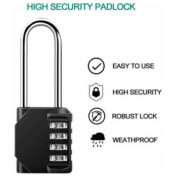 PINKHIPPOS 4ψήφιος αριθμός συνδυασμού λουκέτο Λουκέτο με μακρύ δεσμό Λουκέτο εξωτερική αδιάβροχη κλειδαριά Βαλίτσα αποσκευή Κλειδαριά ασφαλείας με κωδικό ασφαλείας