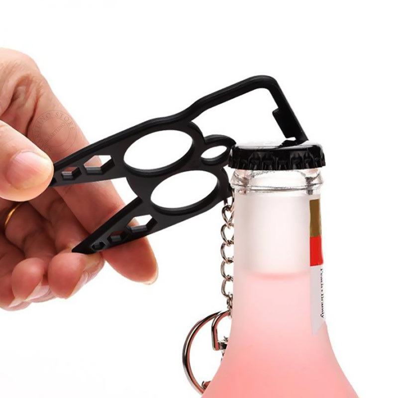 Nerūsējošā tērauda pašaizsardzības daudzrīku atslēgu piekariņš pudeļu attaisāmais skrūvgriezis āra kempinga aprīkojuma izdzīvošanas komplekts atslēgu piekariņš