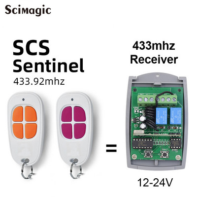 SCS SENTINEL Контролен приемник за гаражна врата 12V 24V 2CH 433MHz Предавател за дистанционно управление Отварачка за порта Универсален приемник 433