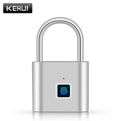 KERUI ūdensnecaurlaidīga durvju slēdzene, USB 0,2 sek Piekaramās slēdzenes pretaizdzīšanas slēdzene motociklam Lntelligent pirkstu nospiedumu atbloķēšana bez atslēgas