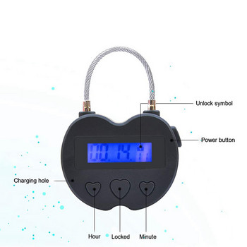 Smart Time Lock LCD Многофункционално управление на времето Електронен таймер за пътуване Водоустойчив USB акумулаторен временен таймер Катинар