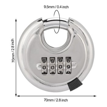 Κωδικός πρόσβασης για κλειδαριά συνδυασμού 4 καντράν Στρογγυλό κλειδί λουκέτο Κλειδαριές με κωδικό πρόσβασης από ανοξείδωτο χάλυβα για φράχτες εξωτερικών αποθηκών