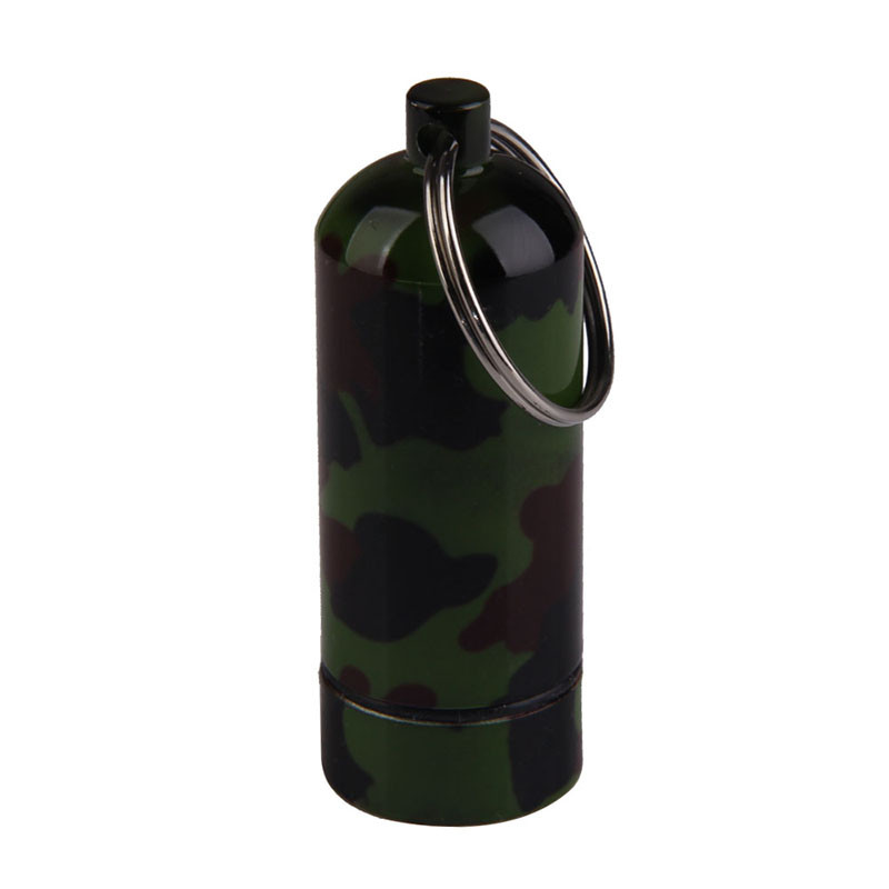 Camo pašaizsardzības alumīnija sakausējuma āra saudzējošais pirmās palīdzības medikamentu komplekts Small Gallipot Cartridge Key Chain FC