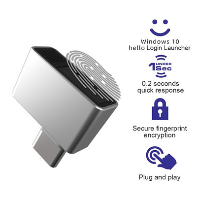 USB четец на пръстови отпечатъци за Windows 7 8 10 11 Hello PC Заключване на преносим компютър Биометричен скенер Без парола Модул за отключване при влизане/влизане