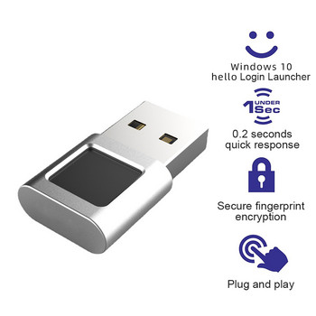 USB четец на пръстови отпечатъци Модул за Windows 7 8 10 11 Hello Биометричен скенер Катинар Защитен ключ за лаптопи Модул за отключване на компютър