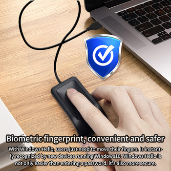 Вход с биометричен пръстов отпечатък USB четец Модулно устройство за скенер за Windows 10 11 Hello Biometrics Ключ за сигурност Безопасно влизане в акаунт