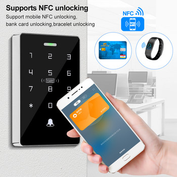 NFC RFID клавиатура Водоустойчива сензорна клавиатура за контрол на достъпа Капацитет на 10 000 потребители Работа с двойна честота 125KHz 13.56MHz чипове
