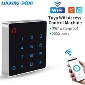 Eraldiseisev WIFI Tuya Smart Life rakendus taustvalgustusega ukse juurdepääsu juhtimisklaviatuur EM-pääsukontroller RFID-kaardi Wiegand lugeja 2000kasutajad