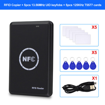 RFID kopētājs 125KHz atslēgu piekariņš NFC viedkaršu lasītājs rakstītājs 13,56MHz šifrēts programmētājs USB UID T5577 EM4305 karšu atzīmes
