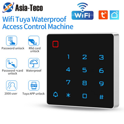 WIFI Tuya Smart App ajtó beléptető billentyűzet azonosító RFID 125KHz önálló beléptető kártyaolvasó T1203 2000felhasználók minden az egyben