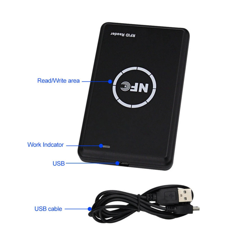RFID divu frekvenču kopētājs NFC viedčipu karšu šifrēšanas lasītājs 13,56 MHz atslēgu kopētājs 125 khz marķieru rakstīšanas klona programmētājs