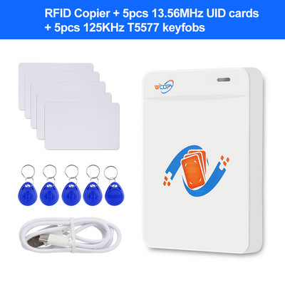 RFID-lugeja kirjutaja paljundusmasin 125KHz 13,56MHz krüptitud programmeerija USB UID T5577 võtmehoidja kaardi tugi NFC telefoni/randmepaela