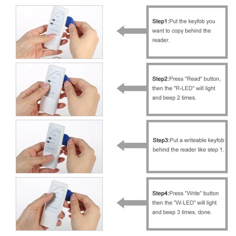 Rokas CR66 karšu lasītājs RFID emblēmu kopētājs EM4305 T5577 atslēgu rakstītājs 125/250/375/500Khz marķieru klonēšanas EM/TK4100 tagu kopētājs